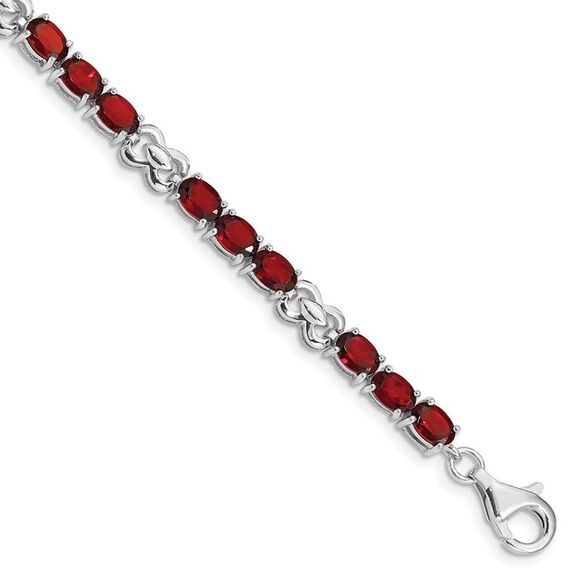 Kazi Luxury Sterling Silver Rhodium-plated Garnet Bracelet